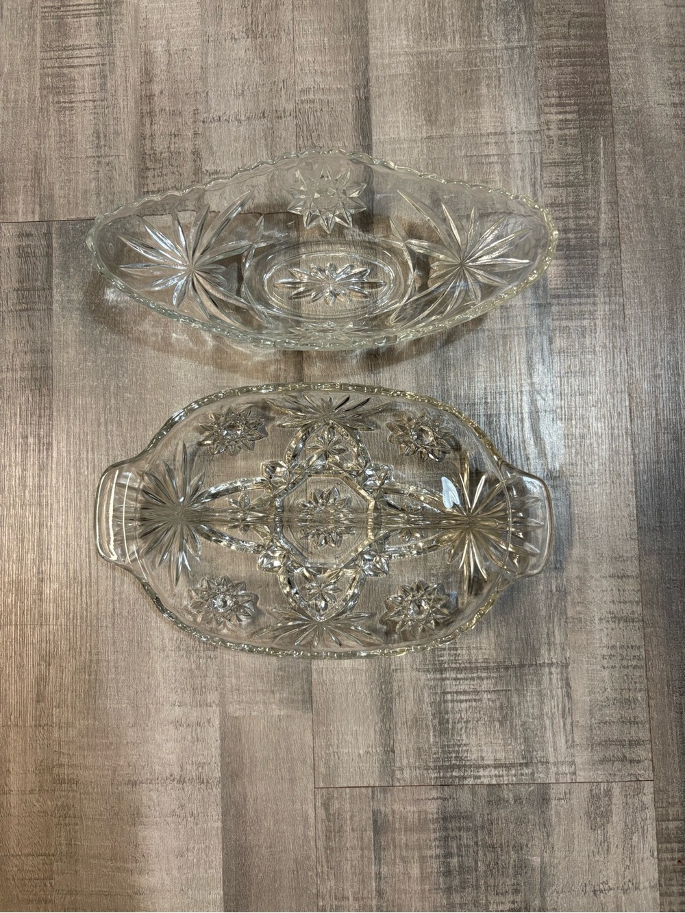 Anchor Hocking Early American Prescut Glass Relish Serving Dish Bundle Oval Star